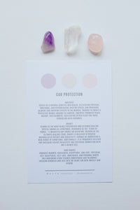 Packet of crystals for car protection, including stones believed to provide safety and protection during travel.