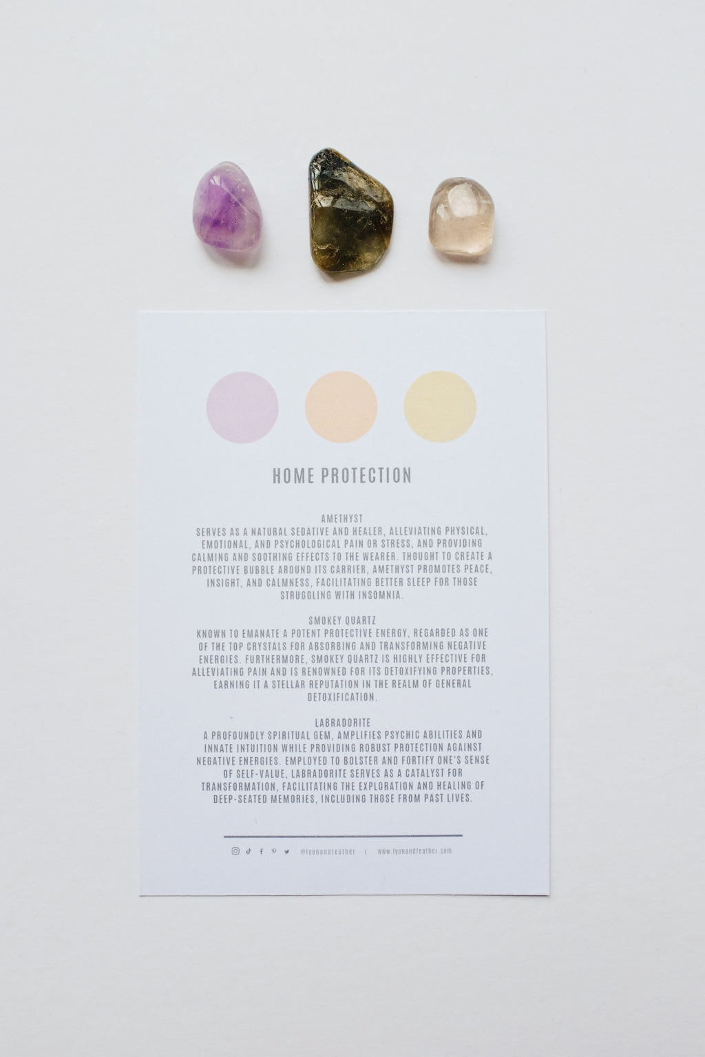 Packet of crystals for home protection, featuring stones known for their protective and grounding properties to safeguard your living space.