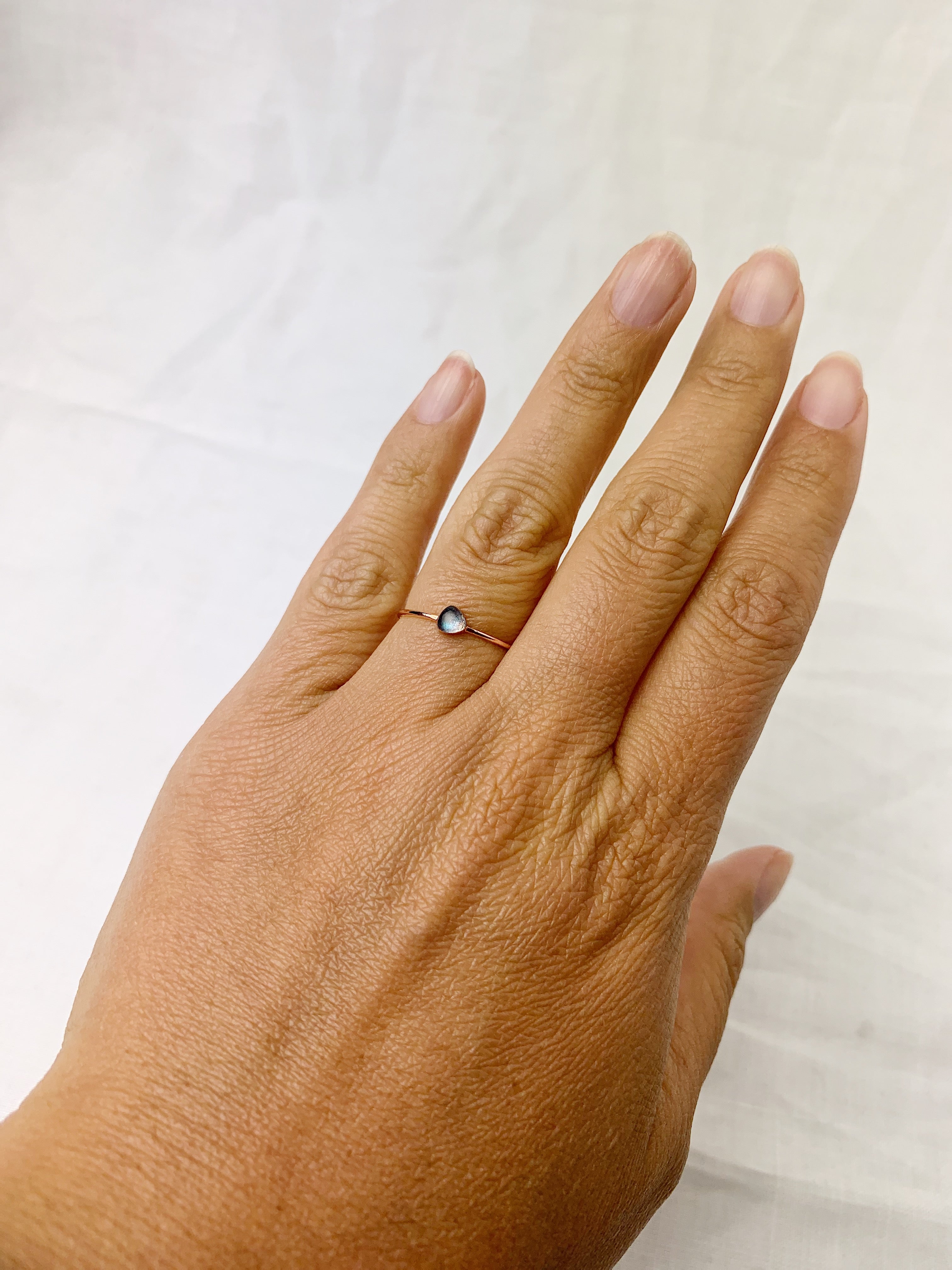 Small Triangle Labradorite Ring