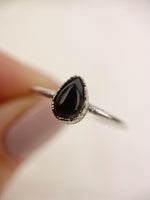 Silver Pear Smokey Quartz Ring