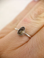 Silver Pear Smokey Quartz Ring
