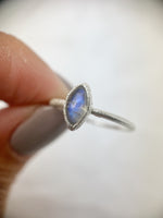 Silver Small Marquise Labradorite Ring