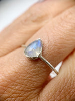 Silver Pear Moonstone Ring