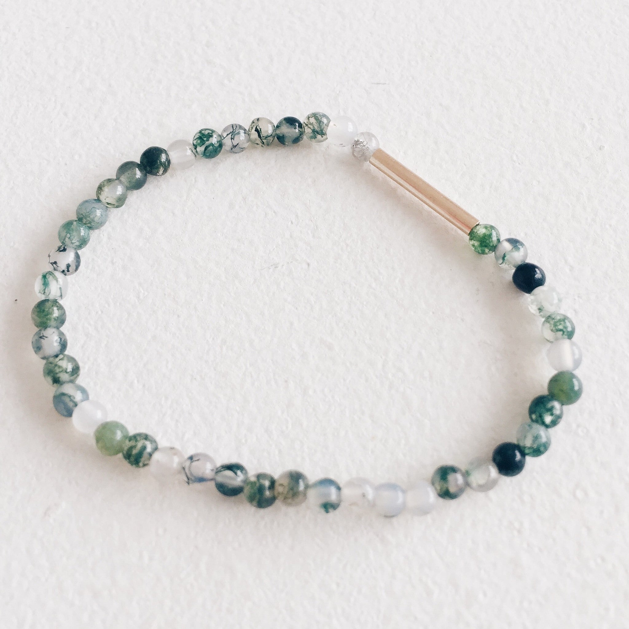 Gold and Moss Agate Bracelet