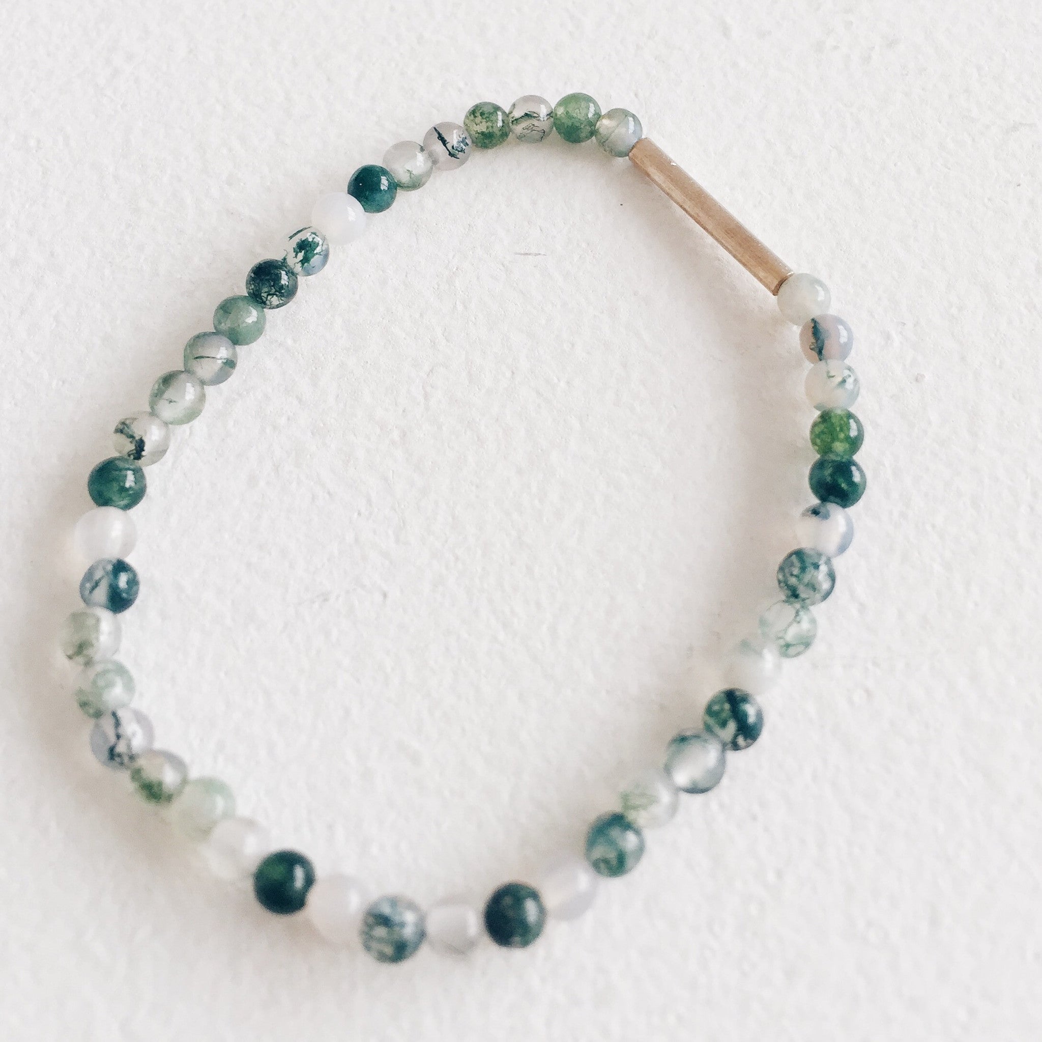 Silver and Moss Agate Bracelet